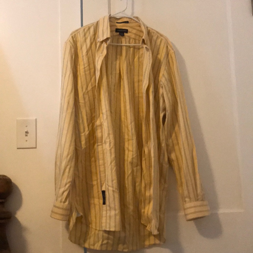 Men’s yellow Lands’ End button down